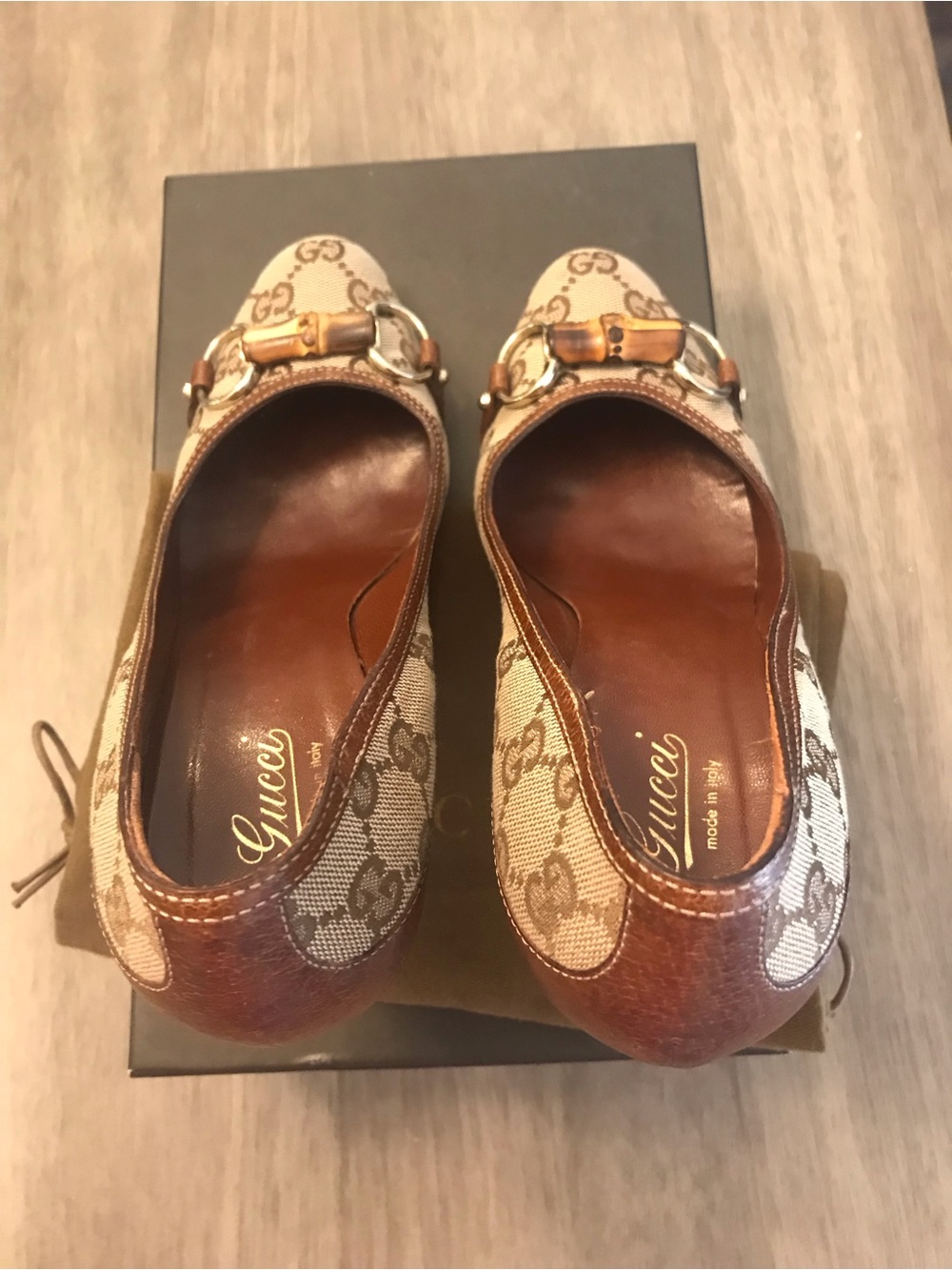 Gucci Beige/Brown GG Canvas Horsebit Heel Pumps - Picture 14 of 16